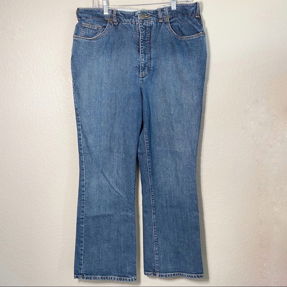 Lands End Original Fit Classic Waist Boot Leg Jeans 16 Slimming Tummy Control